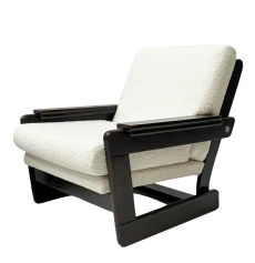 Mid-Century Modern Wenge Lounge Chairs with Bouclé Upholstery, 1970s